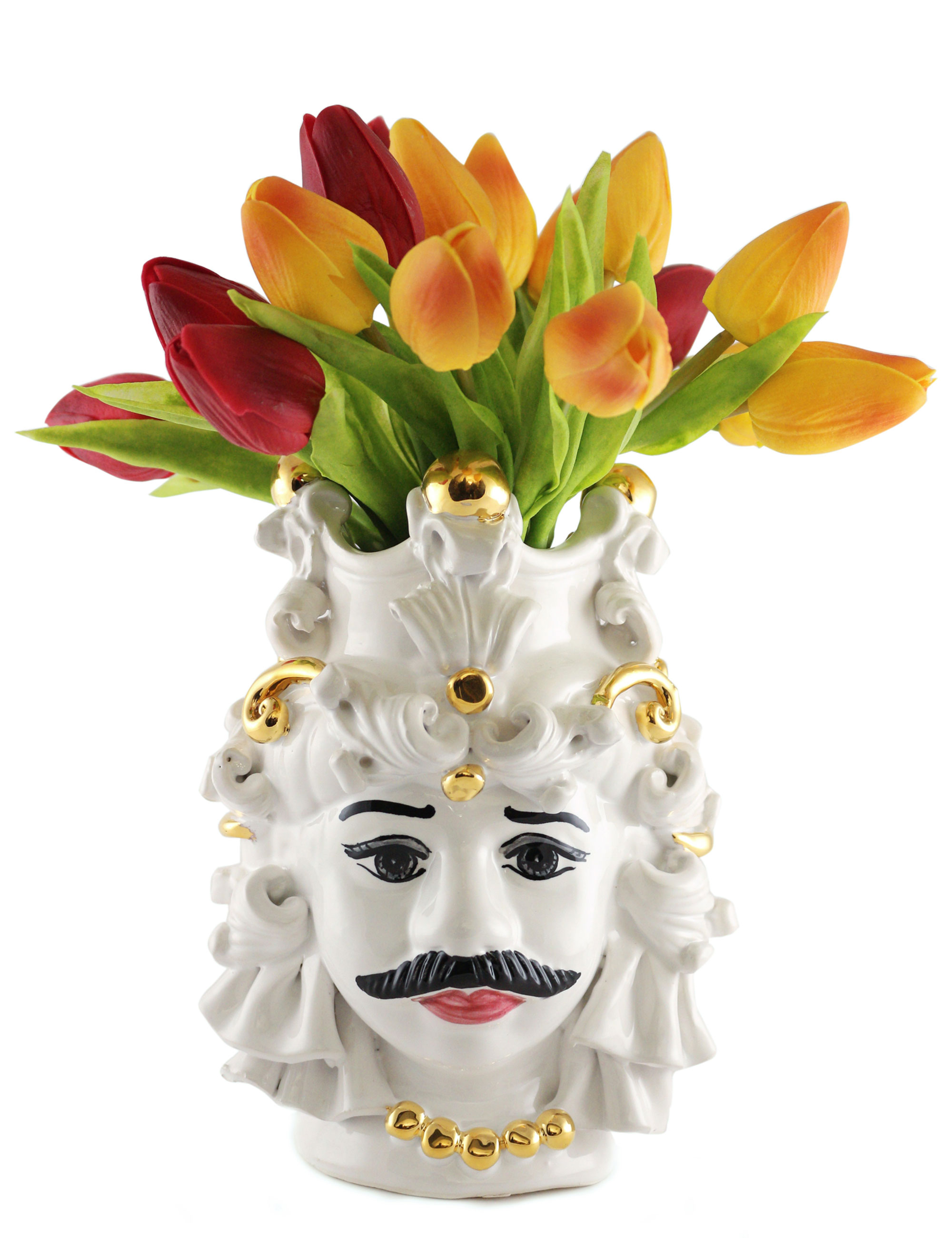 testa di moro Mimmo piccola tulipani e decorazioni oro
