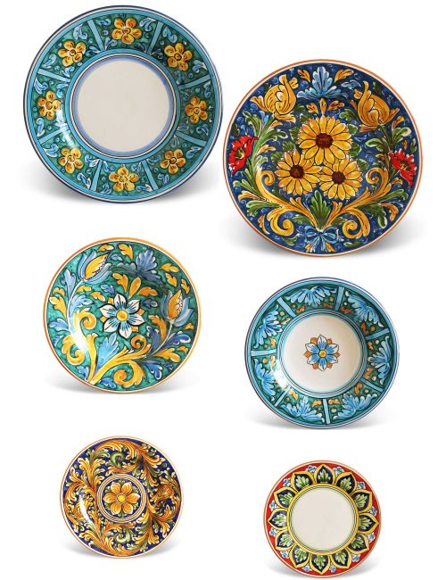 Caltagirone decorated ceramic tablewear set