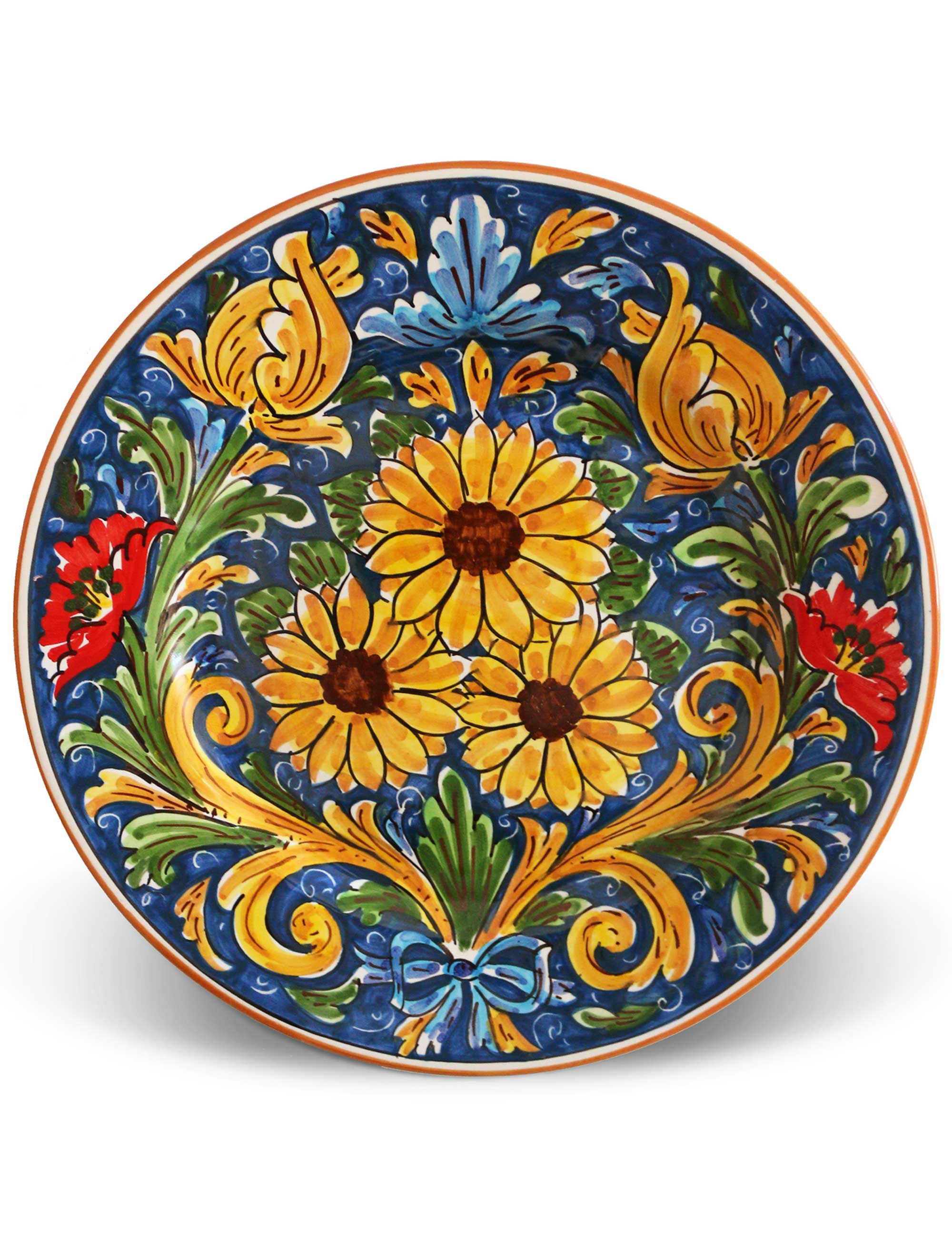 Caltagirone decorated ceramic flat plate