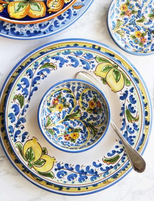 Sicilian Caltagirone decorated ceramic soup plate