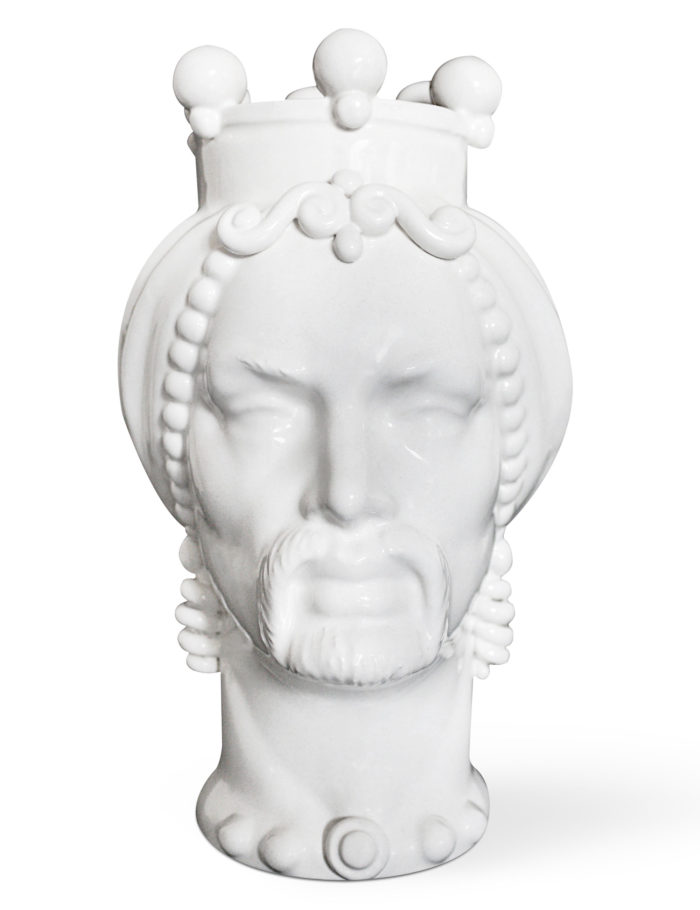 testa di moro uomo ceramica siciliana media colore bianco