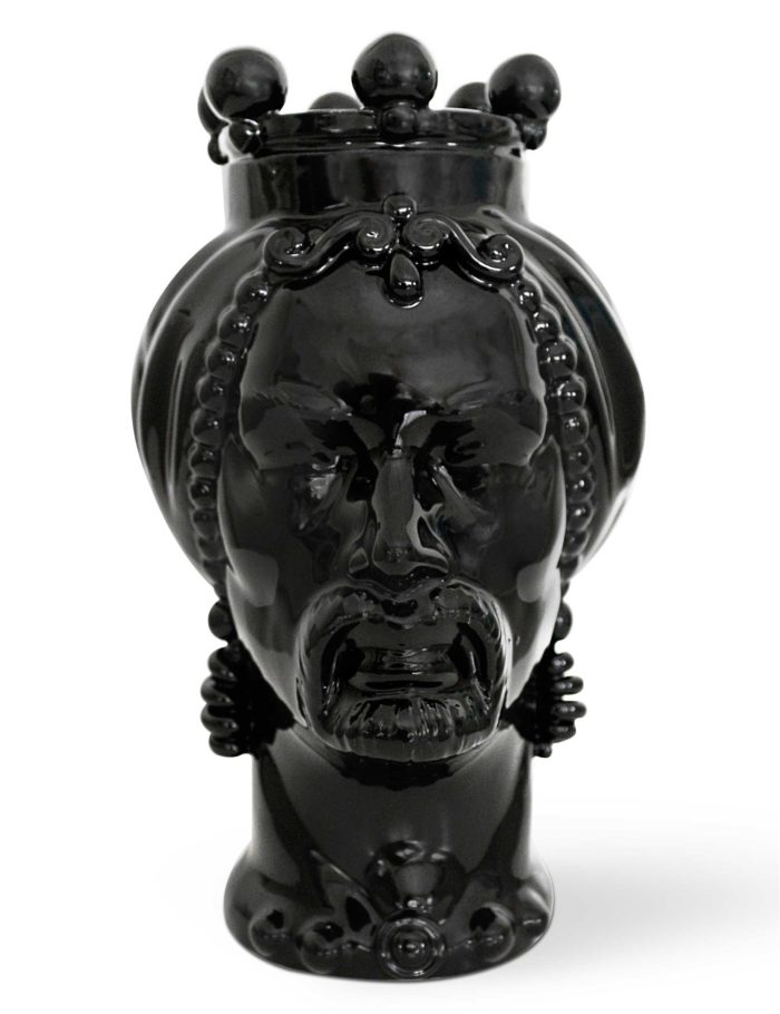 testa di moro uomo ceramica siciliana media colore nero