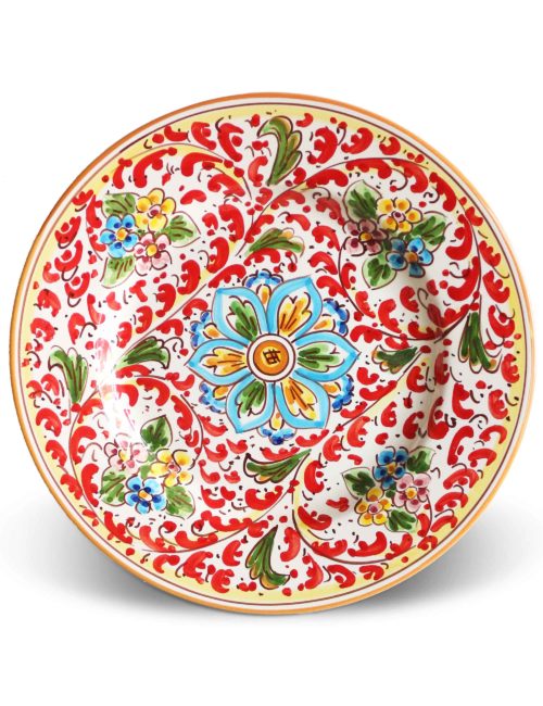 piatto piano ceramica decorata Caltagirone Sperlinga