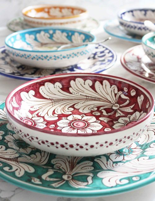 Decorated Caltagirone ceramic deep bowls