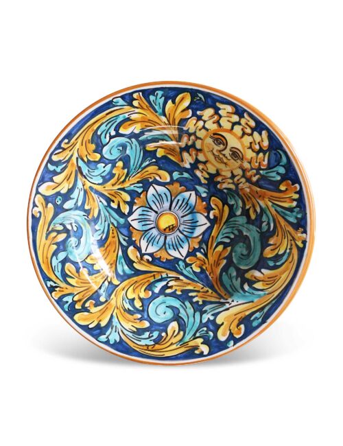 Piatto fondo in ceramica siciliana decorata