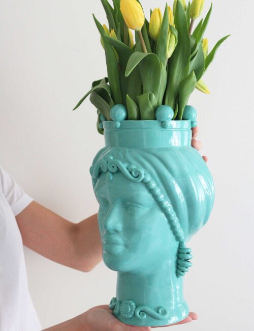 Green sicilian ceramic woman moor’s head