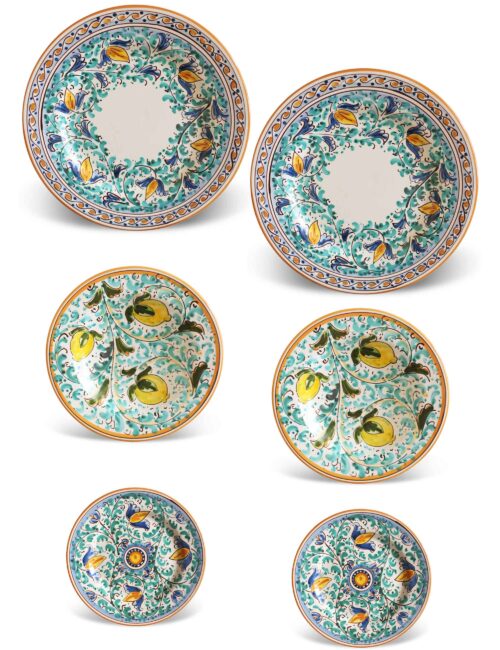 Caltagirone ceramic plates-6 pieces tableware set–Lumia