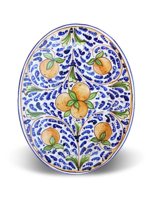 Sicilian ceramic oval serving plate - orange