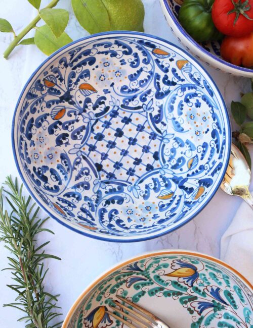 2 Sicilian ceramic salad bowls set-Sea