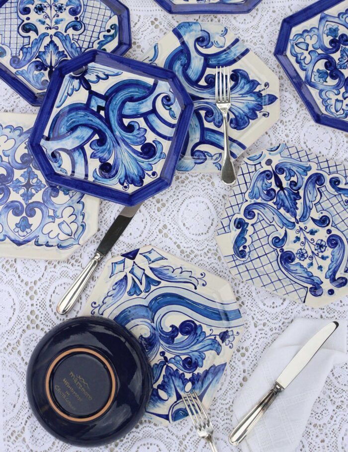 Coppe in ceramica siciliana colorata blu notte