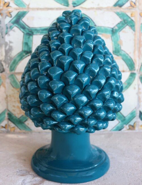Sicilian ceramic pine cone 30 cm color ottanio