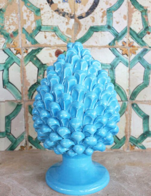 Pigna in ceramica siciliana 20 cm colore azzurro