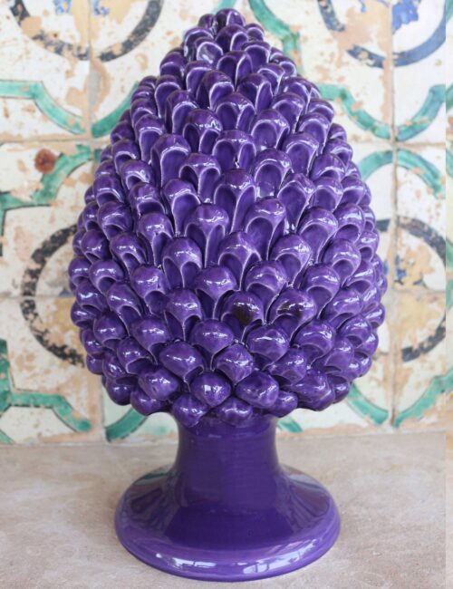 Sicilian ceramic pine cone 40 cm color aubergine