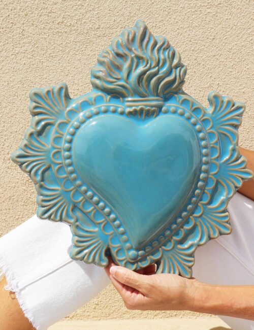 Cuore Sacro Di Sicilia 35 cm Azzurro Sant'Olivia