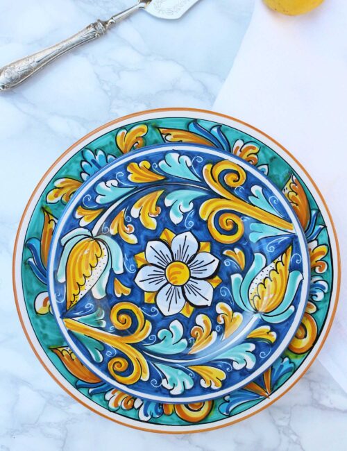 Piatto dessert ceramica decorata siciliana Graniti