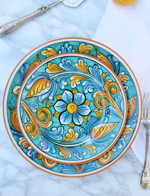 Piatto dessert ceramica decorata siciliana Limina