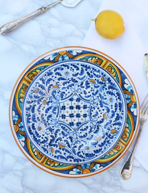 Piatto dessert ceramica decorata siciliana Pagliara