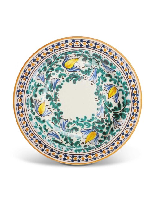 Piatto fondo ceramica siciliana decorata Acquaviva