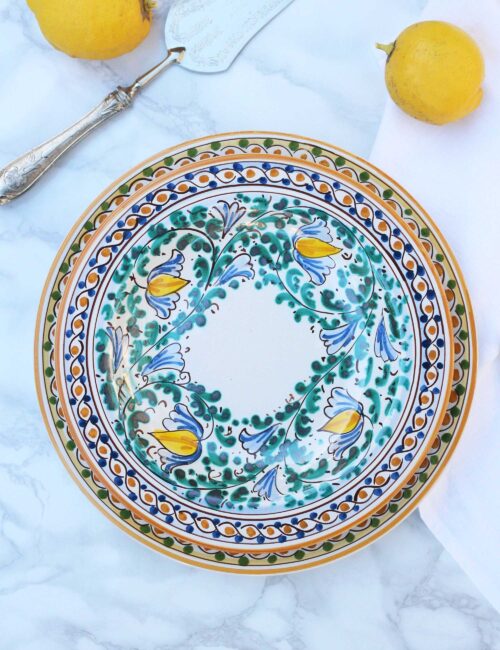 Piatto fondo ceramica siciliana decorata Acquaviva