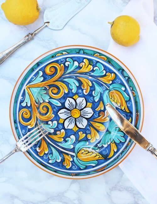 Piatto fondo ceramica siciliana decorata Floresta