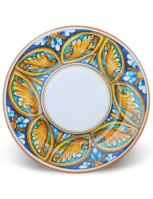 Piatto piano ceramica siciliana decorata Blufi