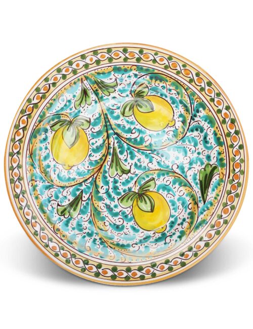 Piatto piano ceramica siciliana decorata Gioiosa
