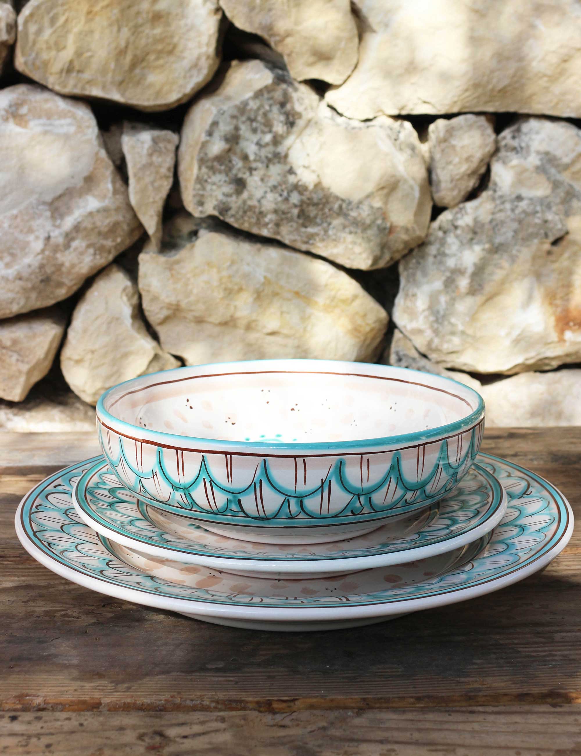 Piatti ceramica decorata siciliana collezione MareNostro Set sei pezzi