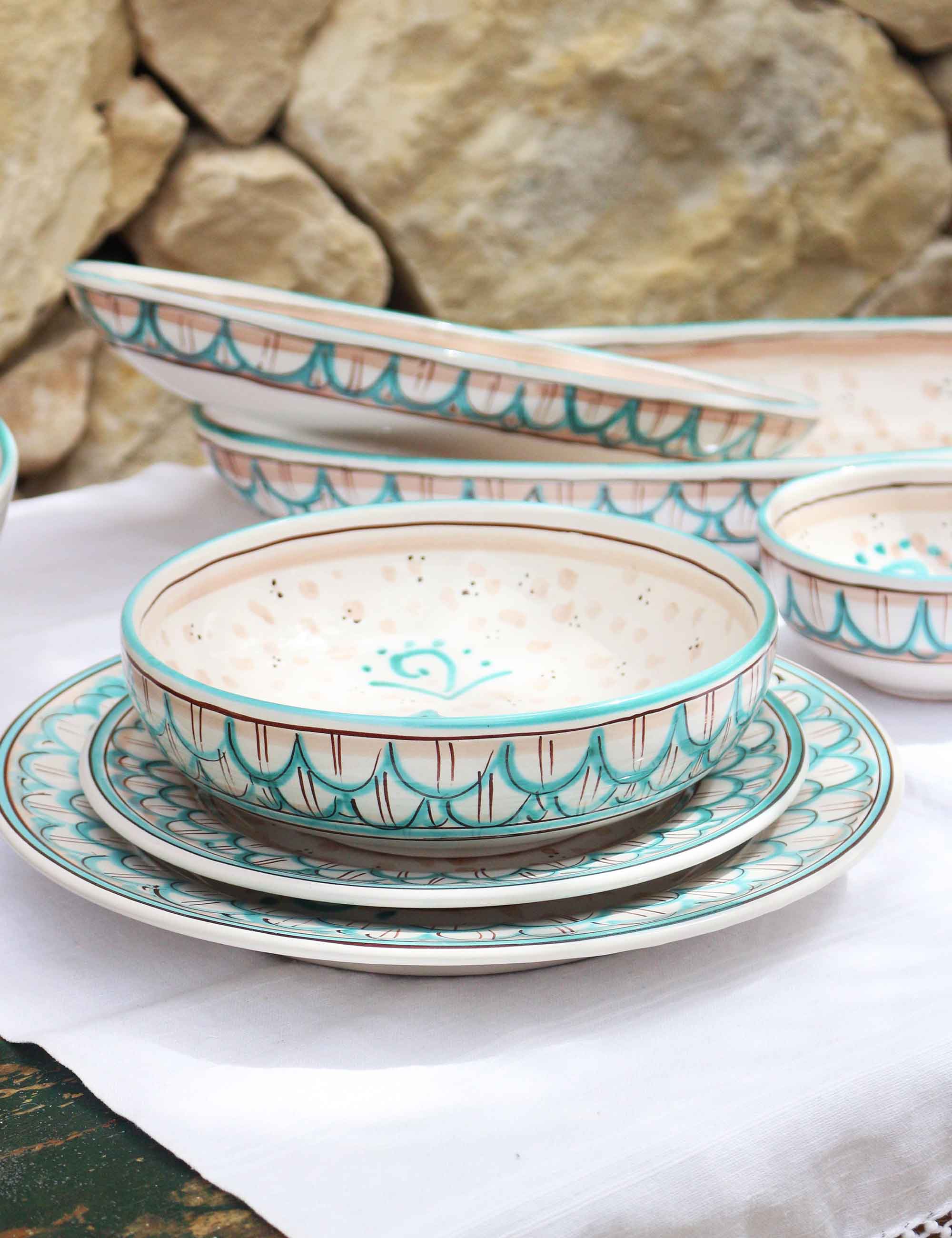 Piatti ceramica decorata siciliana collezione MareNostro Set sei pezzi