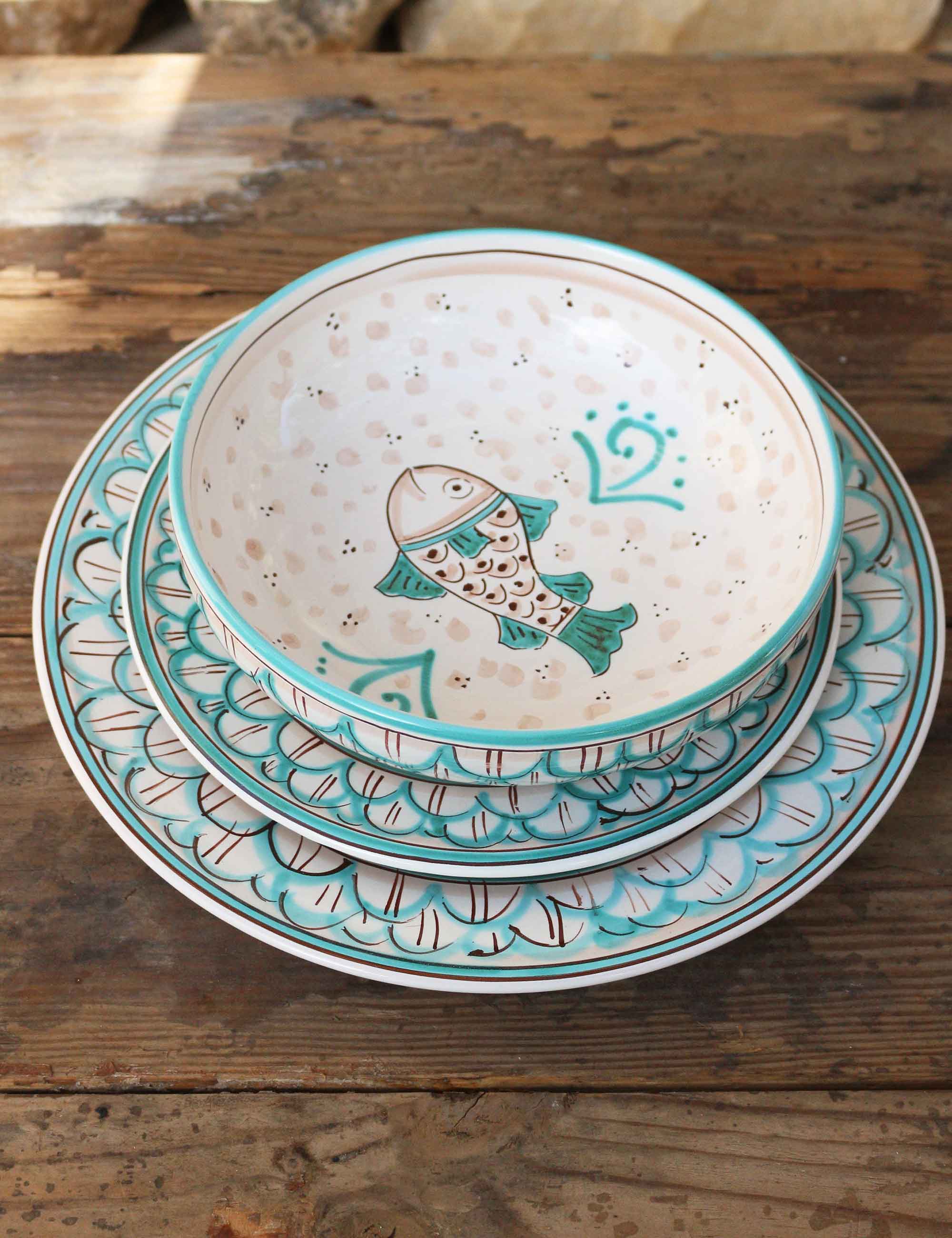 Piatti ceramica decorata siciliana collezione MareNostro Set sei pezzi