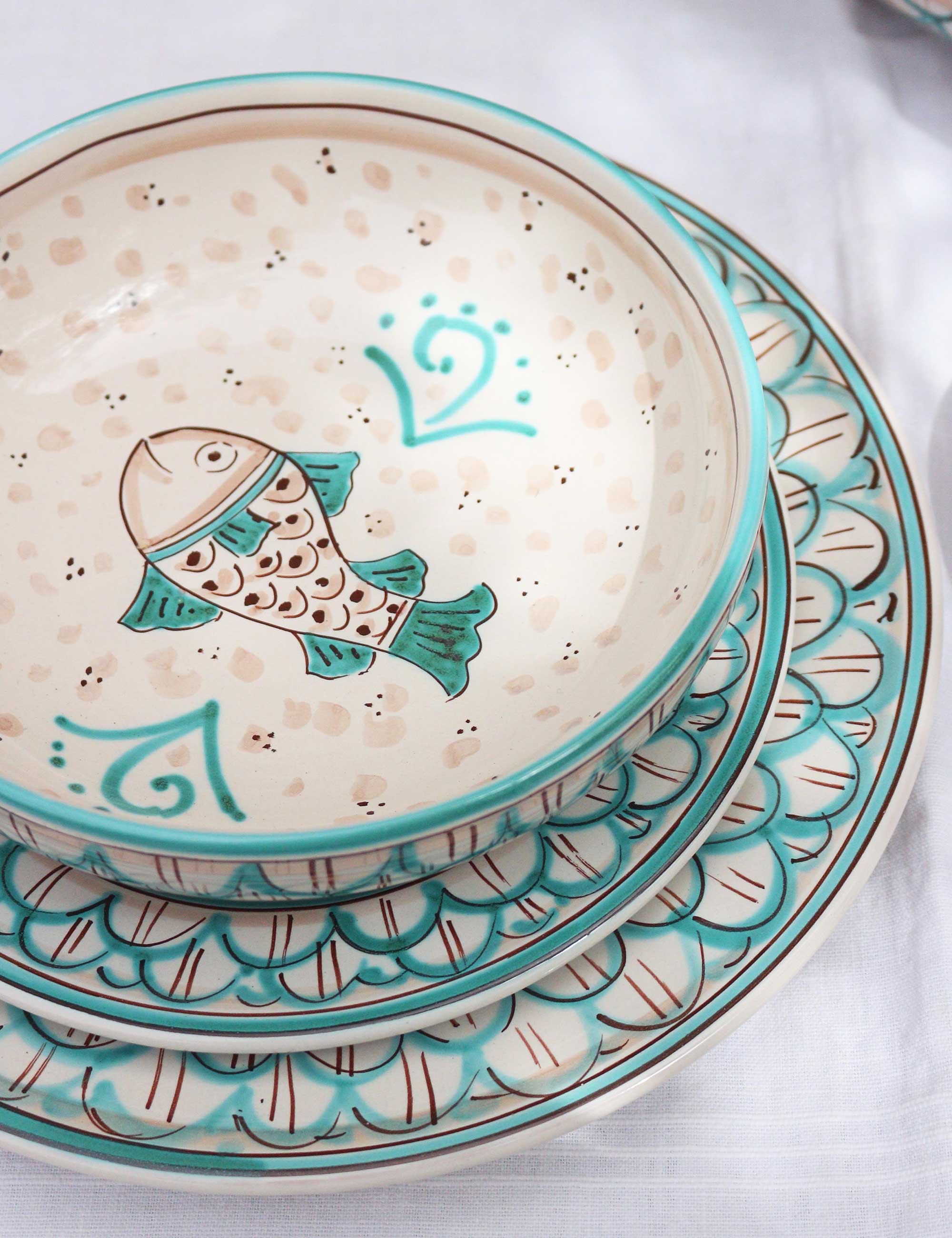Piatti ceramica decorata siciliana collezione MareNostro Set sei pezzi