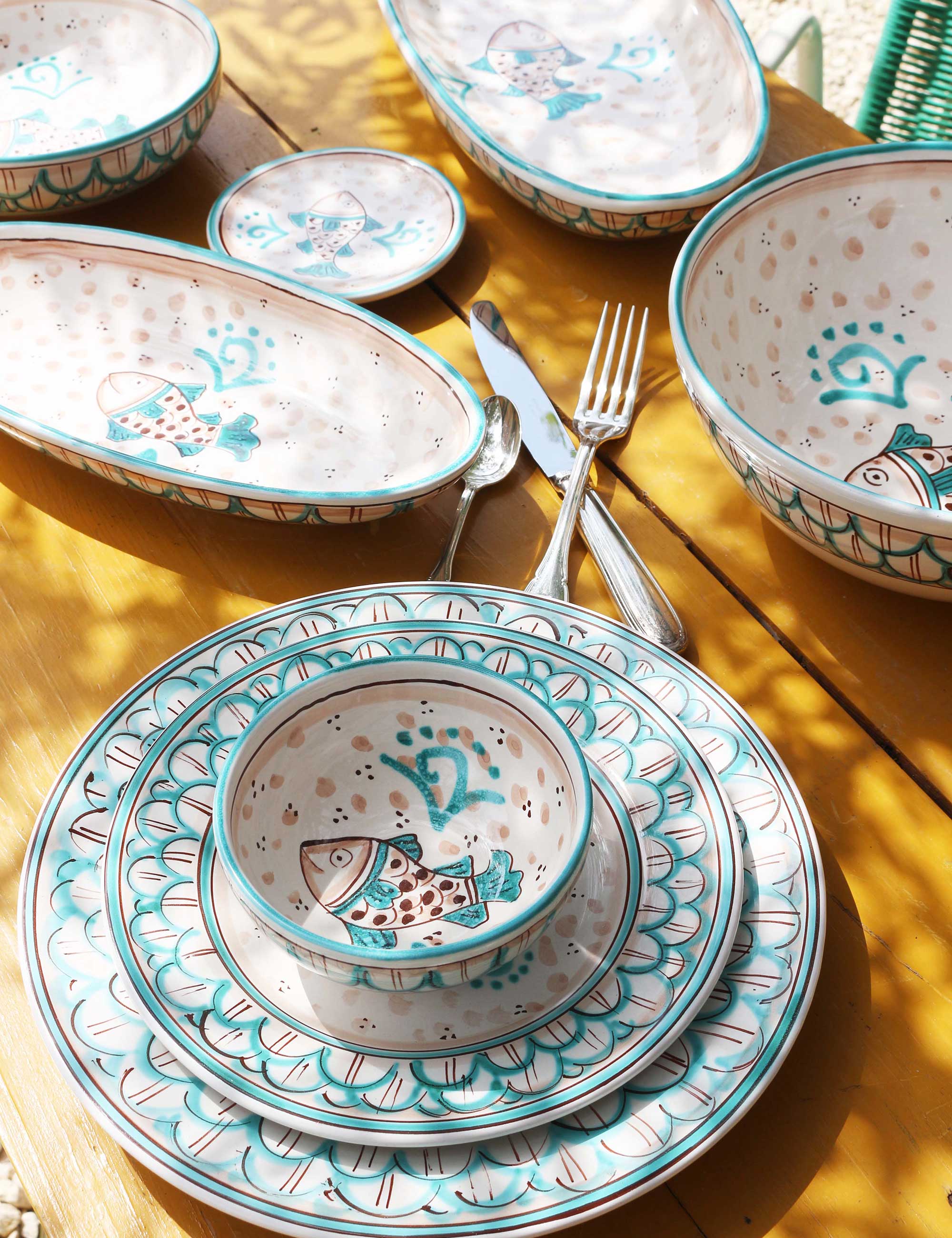 Piatti ceramica decorata siciliana collezione MareNostro Set sei pezzi
