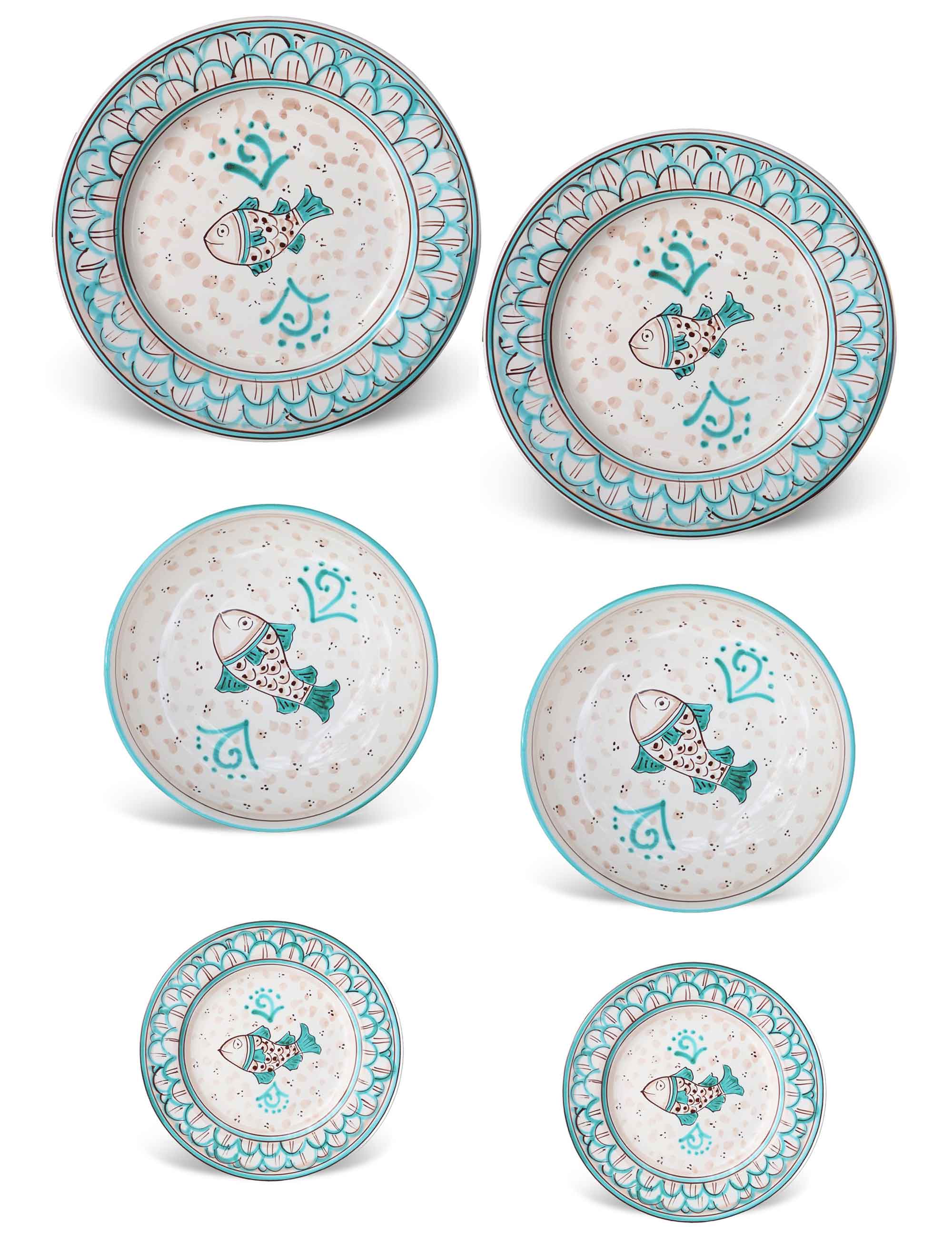 Piatti ceramica decorata siciliana collezione MareNostro Set sei pezzi