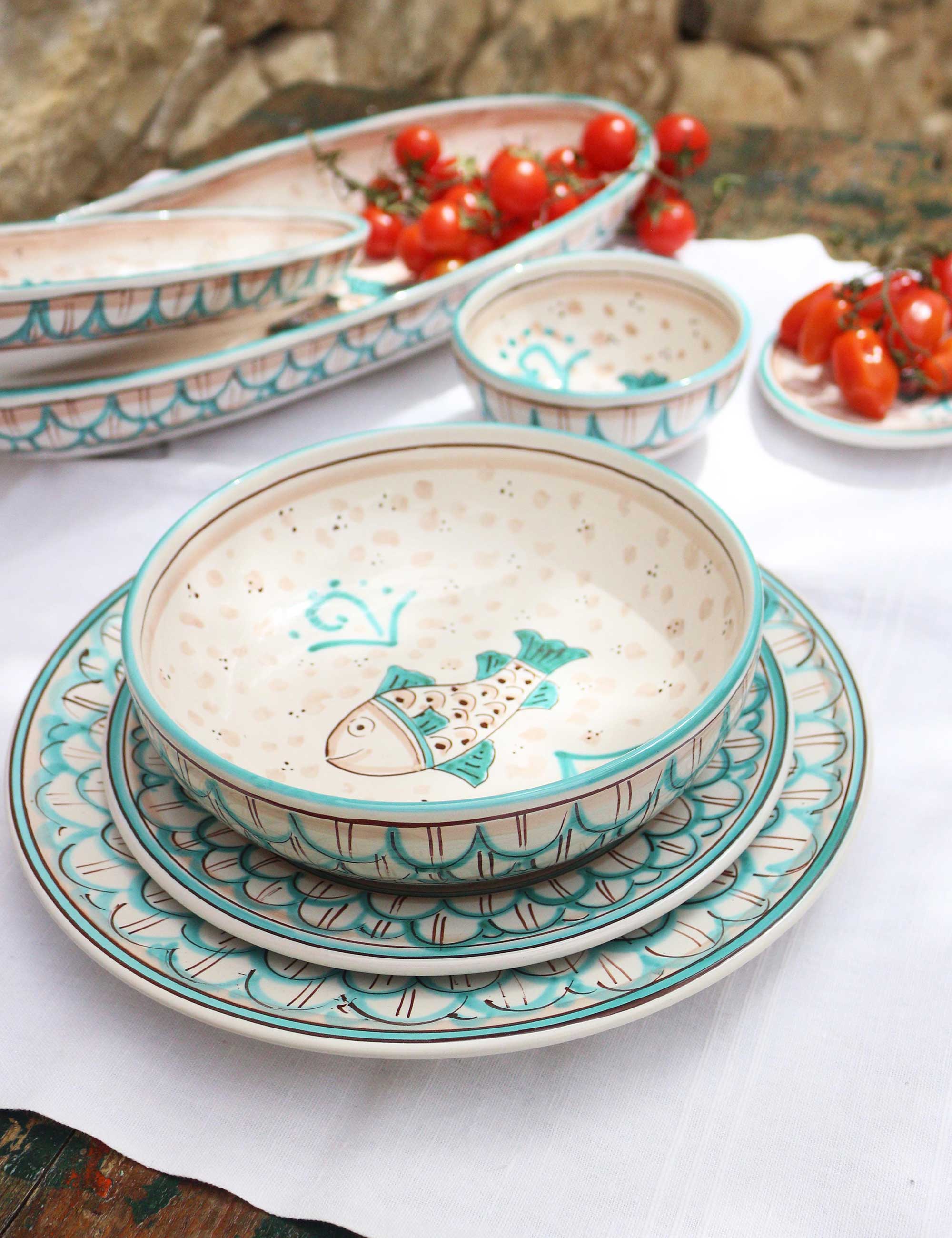 Piatto piano ceramica siciliana MareNostro