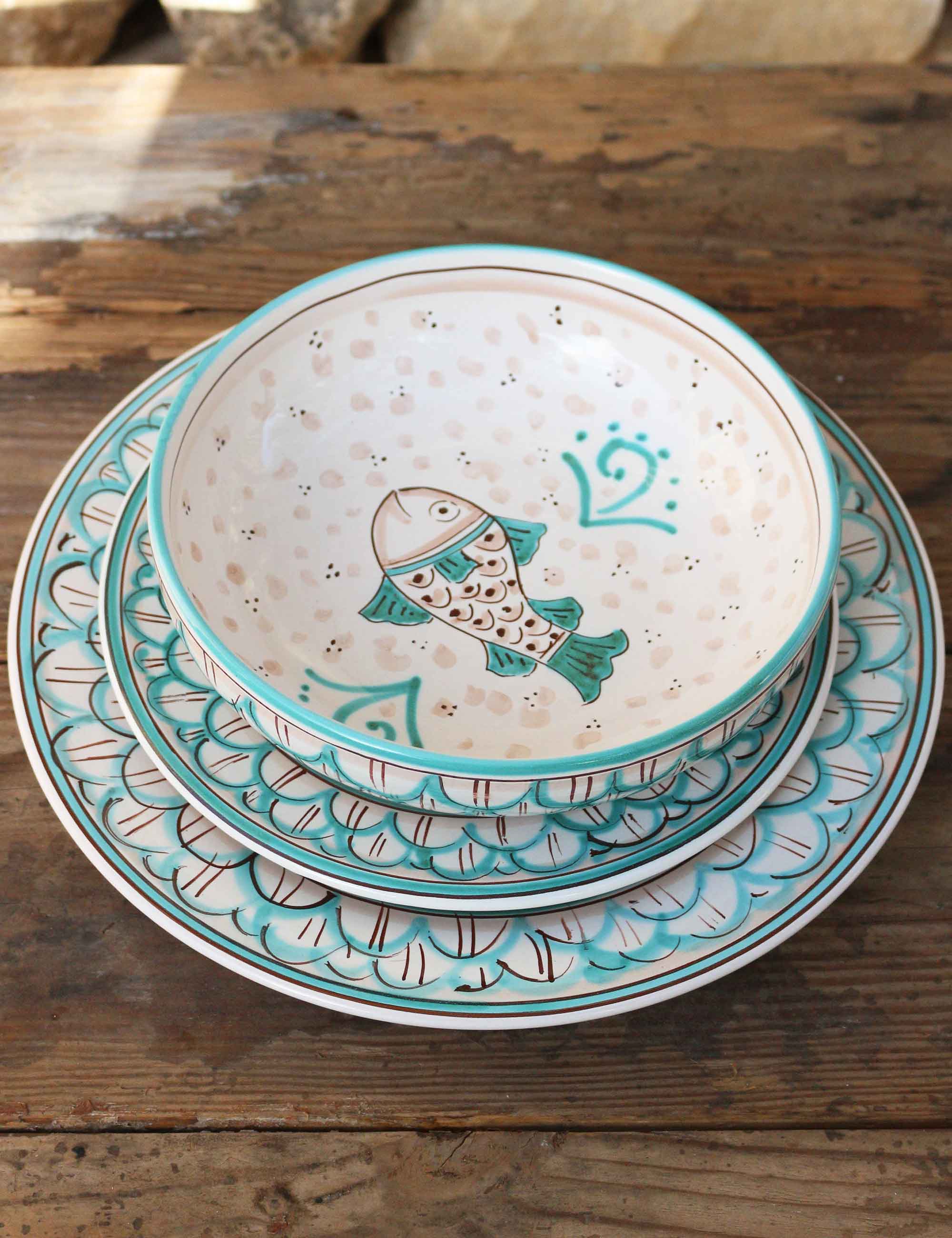 Piatto piano ceramica siciliana MareNostro